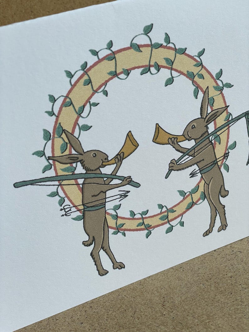 Kcdii Rabbit Medieval Rabbits Card | Kcdii History Illuminated Manuscript Print ...
