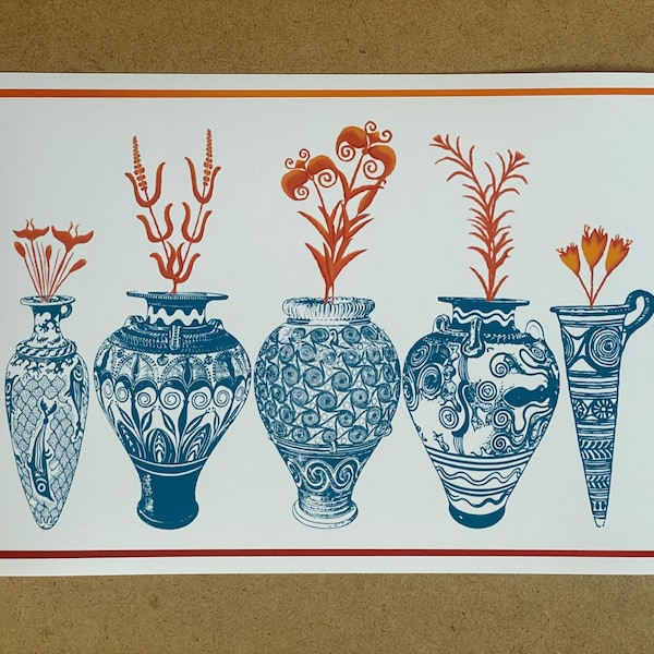 Minoan A4 art print flower vase | archaeology archeology crete greece history artefacts pottery ceramics aegean bronze age artifacts