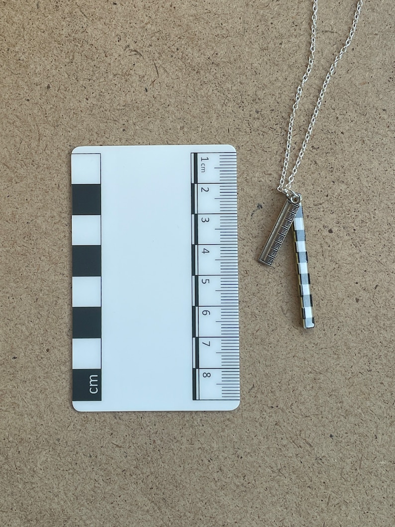 Archaeology Photo Scales & Ruler Necklace | Silver Charms Acetate Black ...