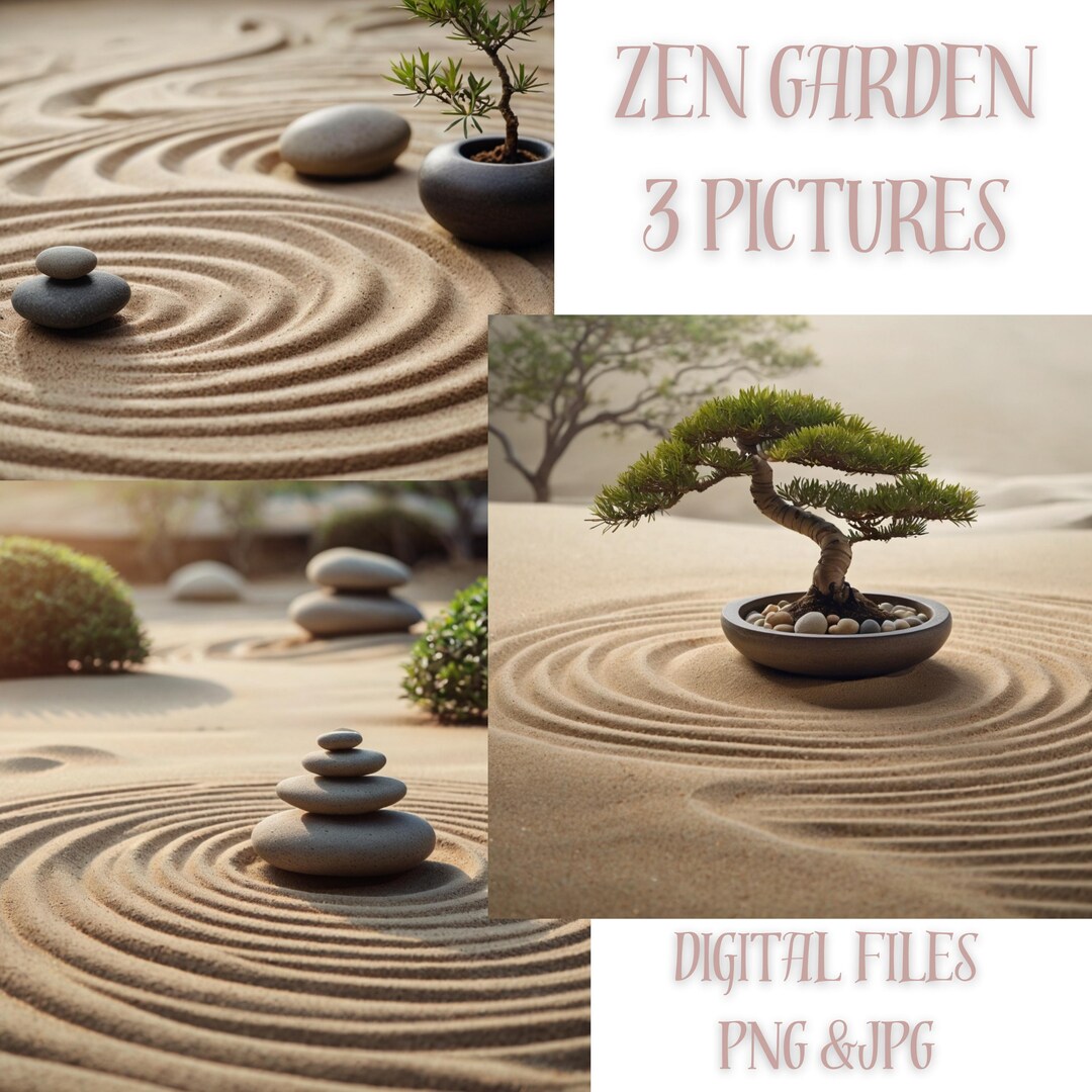 Zen Garden Wall Art Bundle | 3 Digital Prints | Japanese Minimalist ...