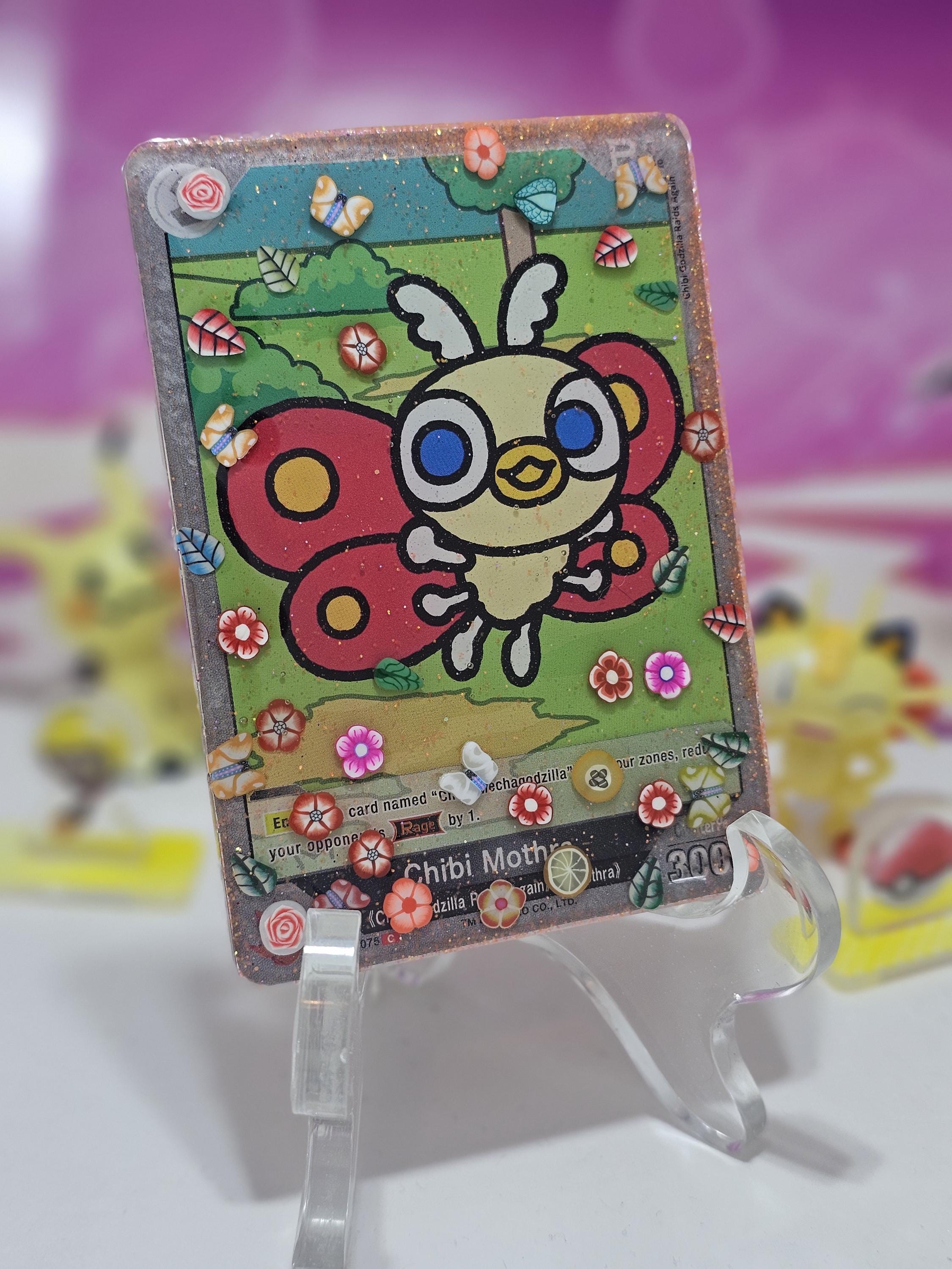 Handmade Resin Chibi Mothra Trading Card Magnet – Godzilla Fan Art