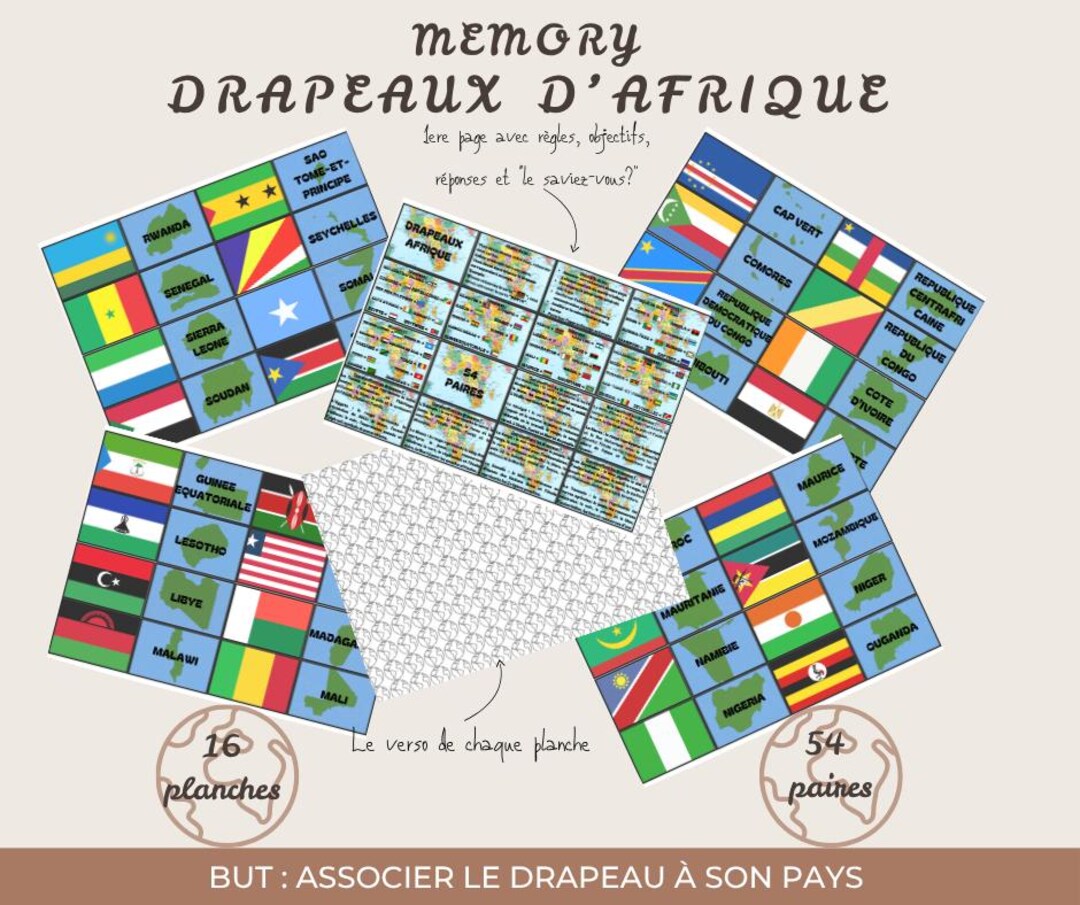 Flags and Countries of Africa - Printable Memory Game - Geography ...