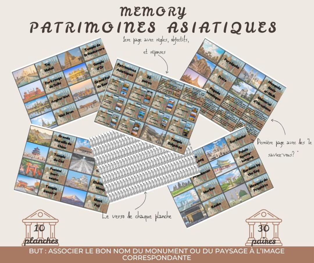 Asian Heritage - Printable Memory Game - Geography Flashcards - 30 ...