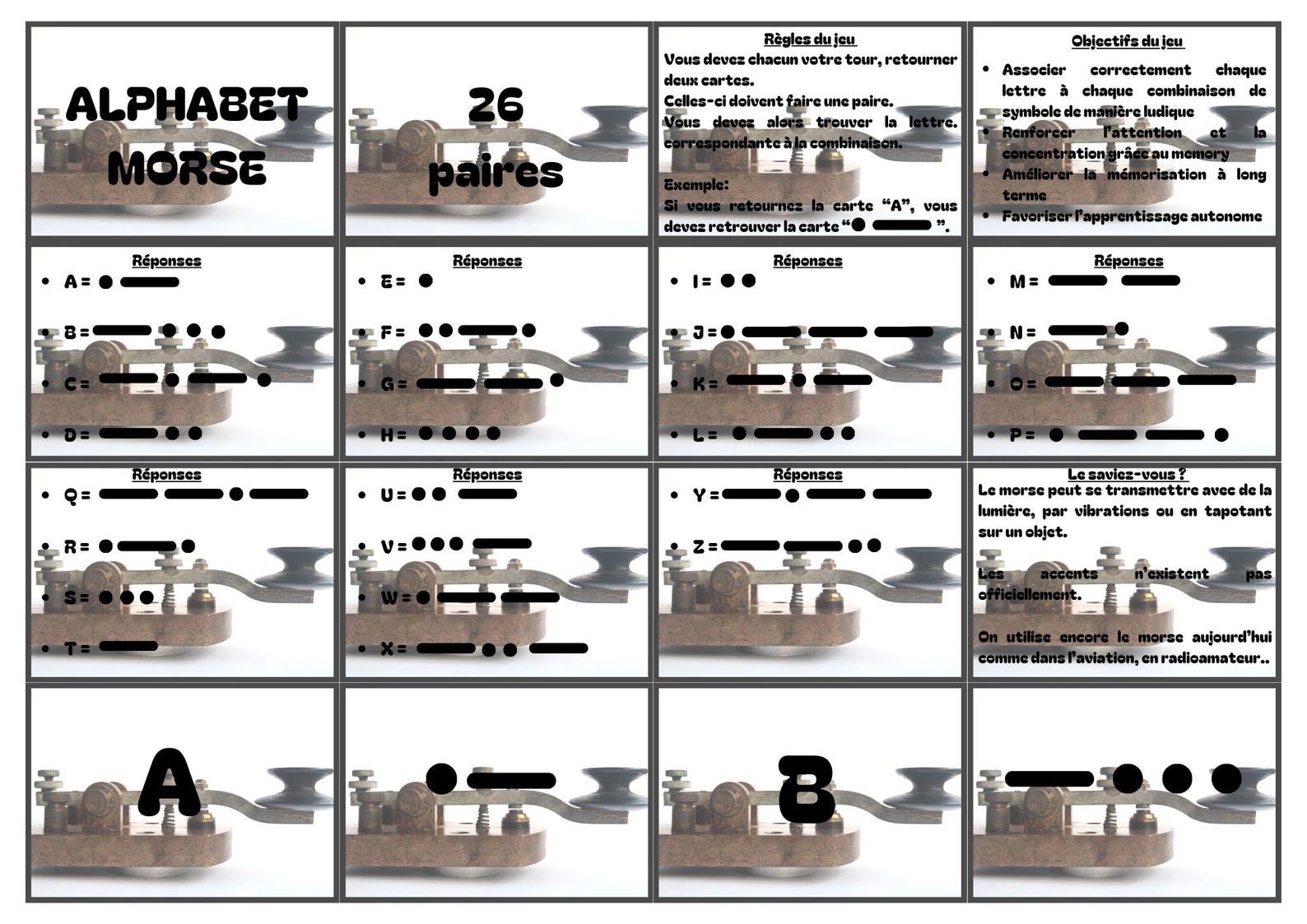 Morse Code Alphabet - Printable Memory Game - Linguistic Memory Cards ...