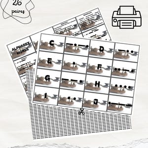 Alphabet Morse - Jeu de memory à imprimer - Cartes mémoire comp. ling. - 26 paires - Jeu éducatif et ludique