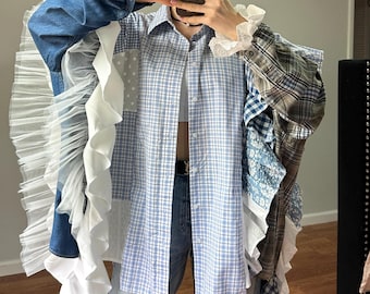 Patchwork Shirt – Handmade Upcycled Clothing, Sustainable Fashion, One-of-a-Kind Design