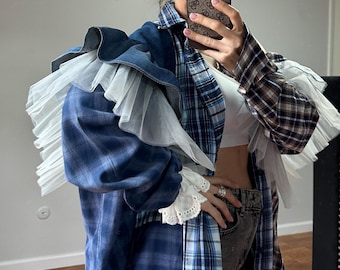 Patchwork Shirt – Handmade Upcycled Clothing, Sustainable Fashion, One-of-a-Kind Design