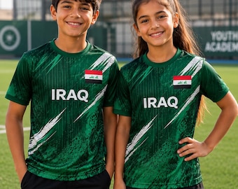 Personalized Iraq Soccer Shirt for Adult Youth Kids & Pets, Custom Iraq Football Shirt, Custom Name Number Pet Mesh Jersey