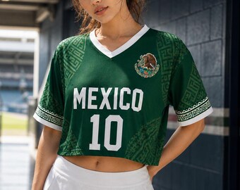 Custom Mexico Soccer Jersey, Personalized Name Number Mexico Football Shirt, Mexico Flag Crop Top Jersey