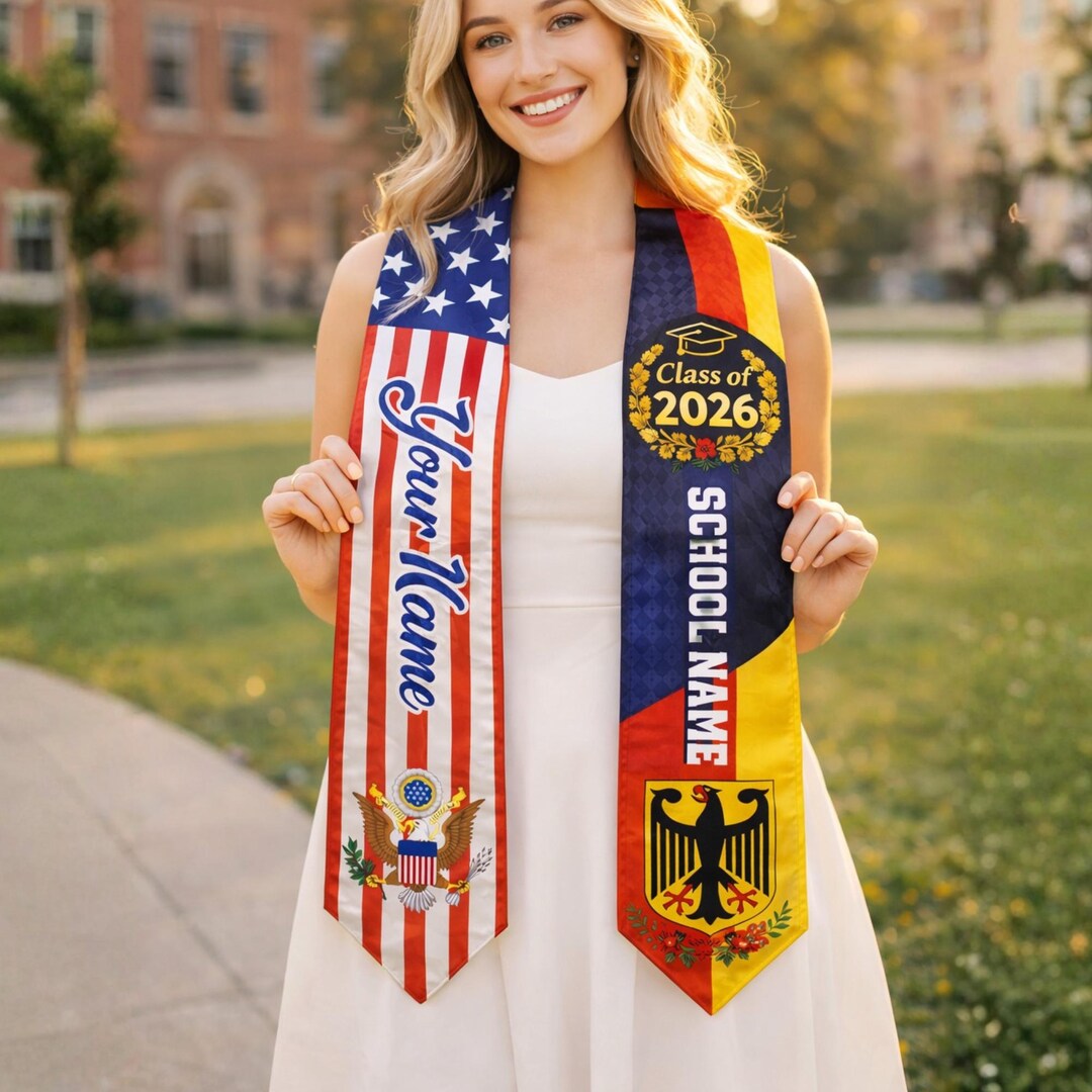 German American Graduation Stole 2026 Custom, Personalized German ...