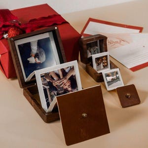Personalized Wooden Box with Photos, Photo Box with Custom Text, Custom Anniversary Gift for Him Her Couple, Baby Photo Album, Memory Box
