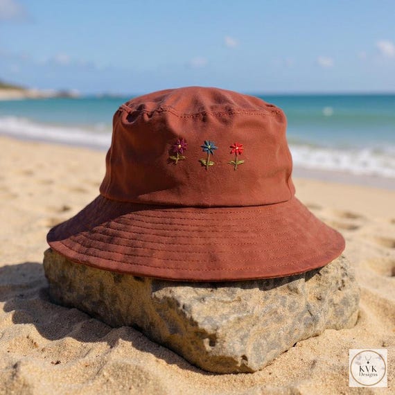 Red and Brown  Bucket Hat Ladies Erin Bucket Hat - Cream Red & Beige | Aran Sweater Market main image 2