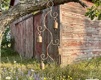Handmade Swirl Wind Chime - Long Cascading Garden Bells