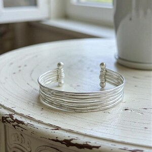 Thin Hammered Silver Cuff Bracelet: Handcrafted Boho Jewelry image 10