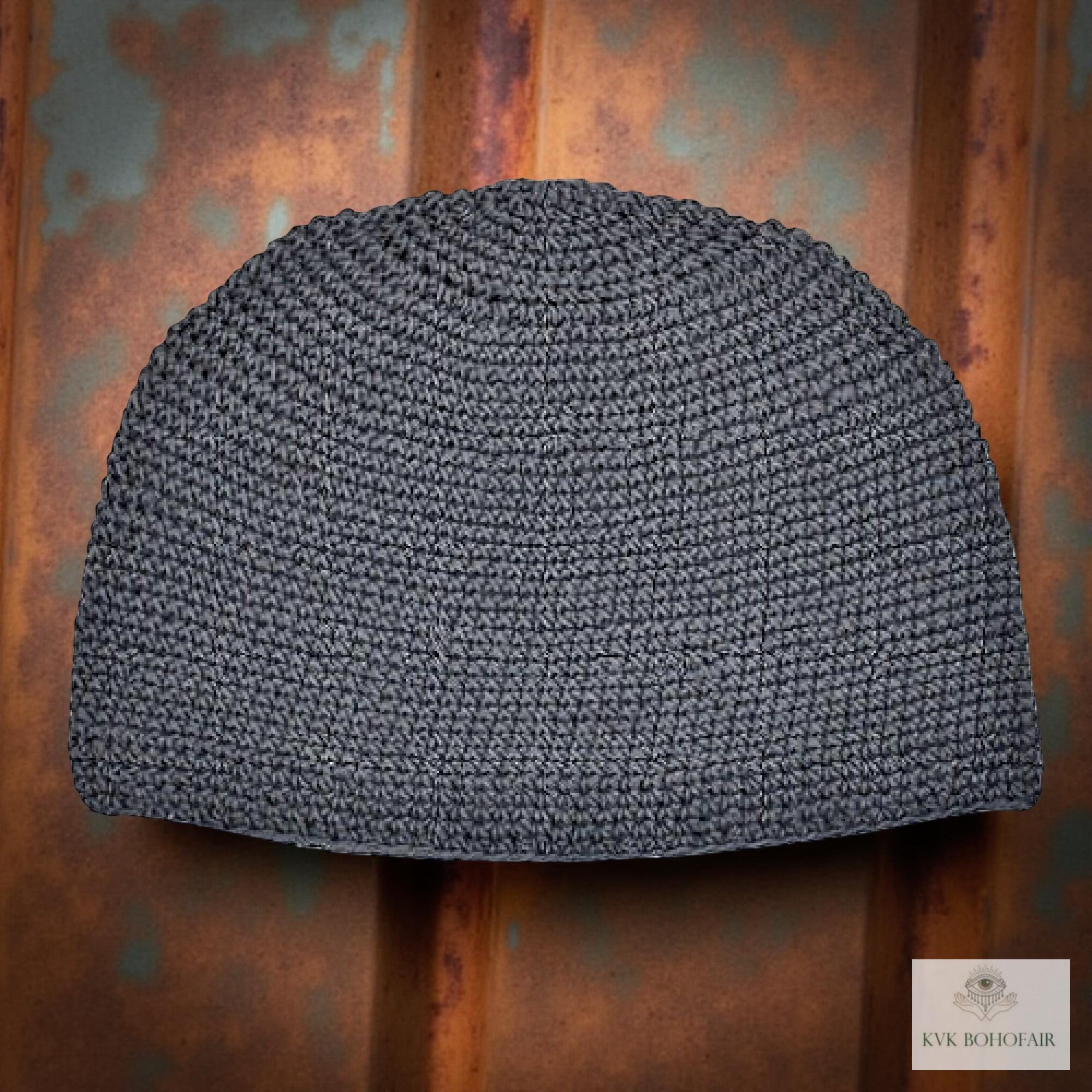MM Kufi Hat Crochet Cap Beanie - 100% Cotton, One Size Fits All, Gray - View #9