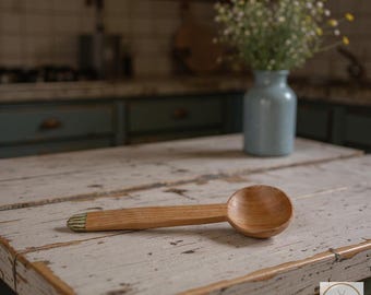 Handcrafted Olive Wood Coffee Spoon, Batik Handle, Kenyan Artisan Kitchen Utensil