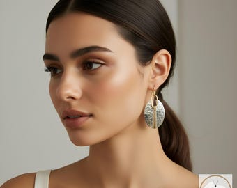 Mixed Metal Silver Hammered Earrings - Handcrafted Boho Jewelry