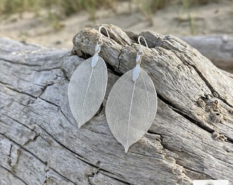 Handcrafted Silver Leaf Earrings - Elegant Nature Jewelry