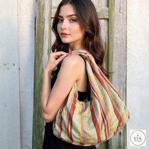 Colorful Striped Hobo Bag - Boho Shoulder Purse, Hippie Style