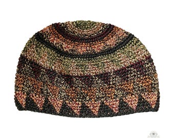 Earth Kufi Skull Cap - Crocheted Beanie Hat, Ethically sourced
