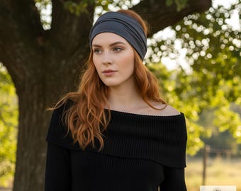 Gray Boho Headband - Stylish Bohemian Headwrap, Headbands for Women