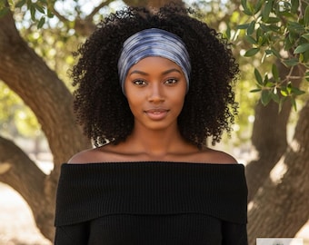 Indigo Blue Tie Dye Boho Headband - Stylish Bohemian Headwrap, Headbands for Women