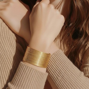 Wide Hammered Gold Cuff Bracelet: Handcrafted Boho Jewelry