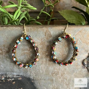 Colorful Teardrop Beaded Earrings -  Dangle Earrings, Statement Jewelry