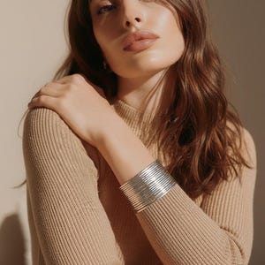 Wide Hammered Silver Cuff Bracelet: Handcrafted Boho Jewelry