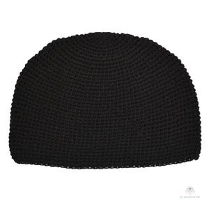 Black Kufi Skull Cap - Crocheted Beanie Hat, Ethically sourced