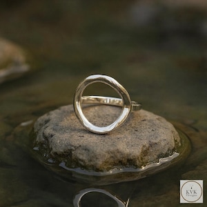 Open Circle Sterling Silver Ring - Boho Minimalist Ring, Handmade Jewelry