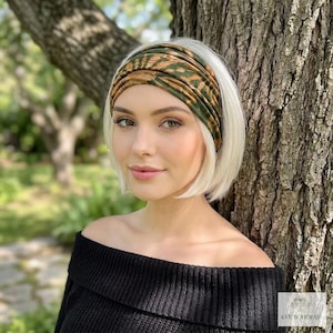 Green Tie-Dye Boho Headband -  Stylish Bohemian Headwrap, Headbands for Women