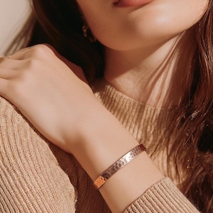 Thin Hammered Copper Cuff - Handcrafted Boho Bracelet, Bohemian Jewelry