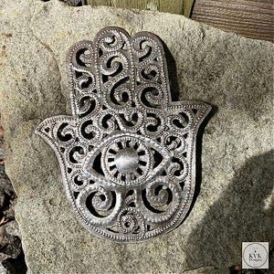 Unique Handcrafted Hamsa Hand Metal Art - Boho Decor