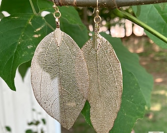 Handcrafted Gold Leaf Earrings - Elegant Nature Jewelry