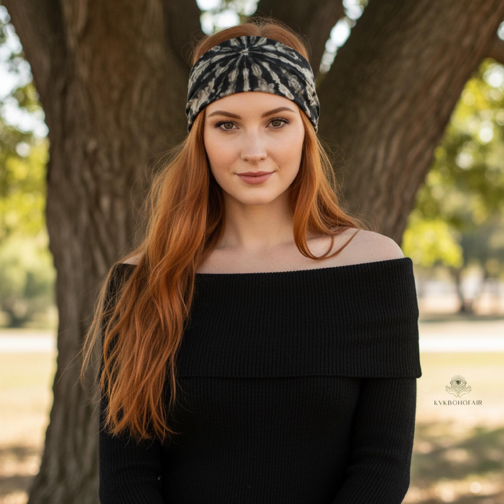 Fashion AA Black and Tan Logo Headband Tan Knotted Headband – The Fashion Foundation main image 3