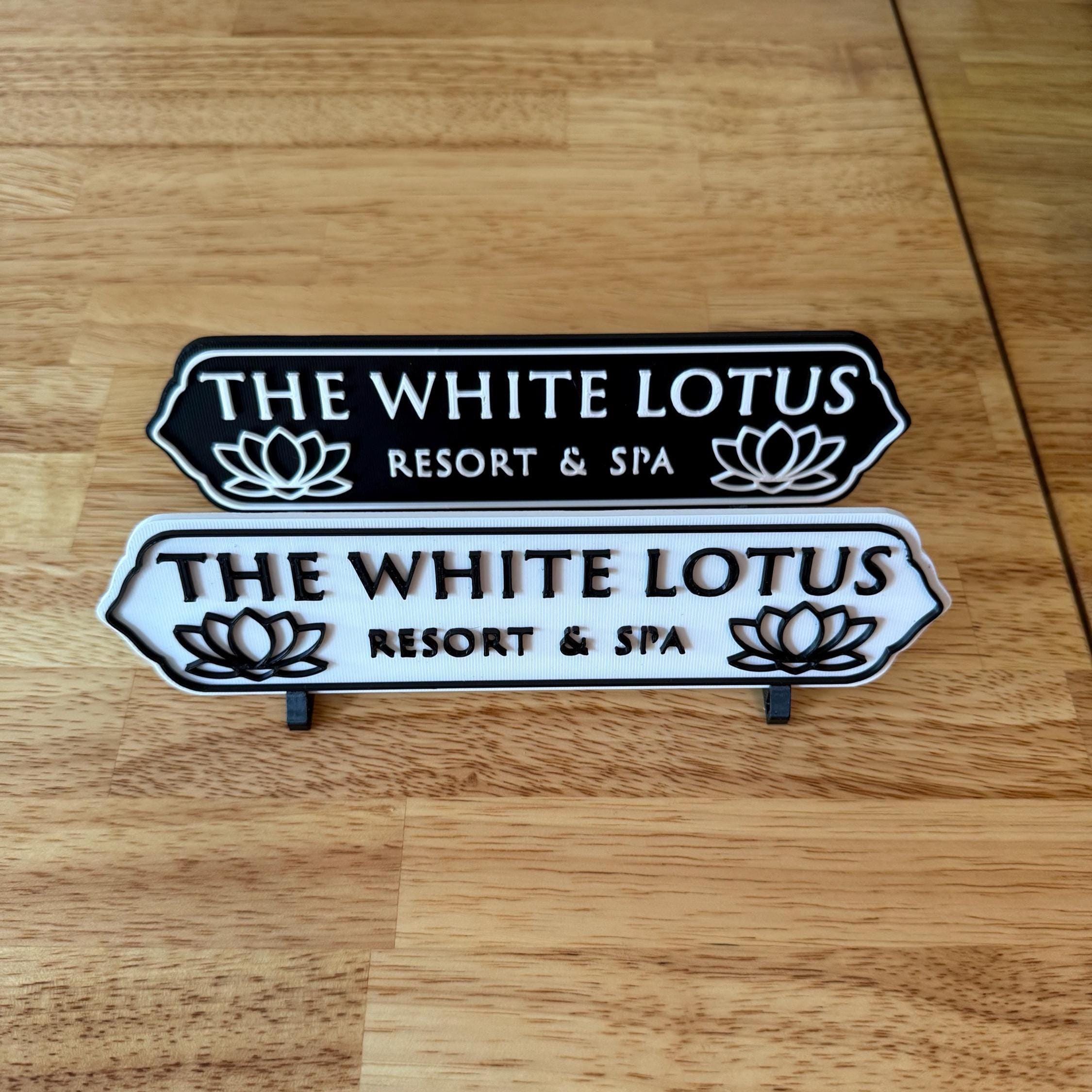 The White Lotus Resort & Spa Sign | Adhesive back and stand | 2 Available | 7.8 x 2 inches | HBO Max | Season 3 | The White Lotus Gifts
