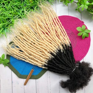 Ombre Curly Ends Interlocked Textured Loc Extensions – Small Size Dreadlocks, Human Hair, #613 Blonde Tips