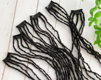 Handmade 100% Human Hair 0.2cm Sisterlocks Clip-ins: Microloc Extensions, 5 Locs per Clip