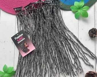 Salt and Pepper 0.2cm Sisterlocks Clip-Ins | Handmade 100% Human Hair | 5 Locs per Clip
