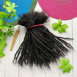 100% Human Hair Anwi Textured Loc Extensions with Curly Ends - Permanent Dreadlock Extensions In Sizes 0.4-0.8cm