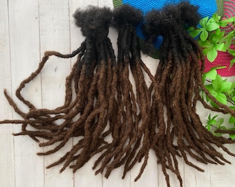 Ombre Medium Brown Tips Human Hair Dreadlock Extensions: Textured Permanent Locs