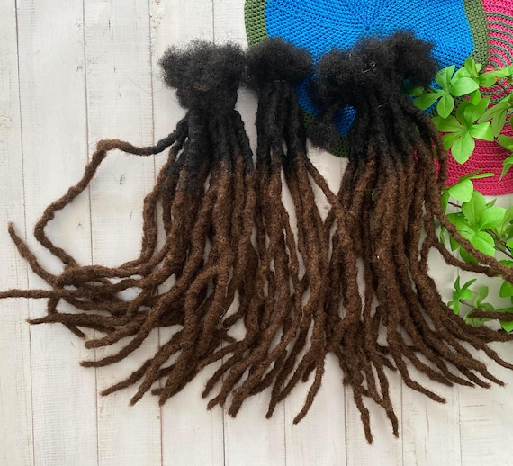 Ombre Medium Brown Tips Human Hair Dreadlock Extensions 