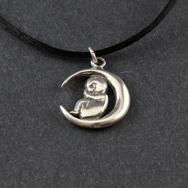 New Baby Welcome Sterling Silver Necklace on Sterling Silver Box Chain or Black Satin Cord image 1