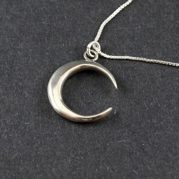 Reserved for Harper Sterling silver Crescent Moon on 18 inch sterling silver chain