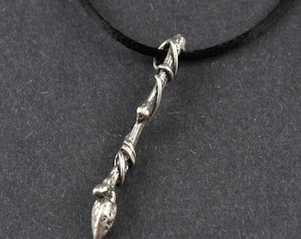 Earth Wand Magic Wand Sterling Silver on Sterling Silver Box Chain or Black Satin Cord