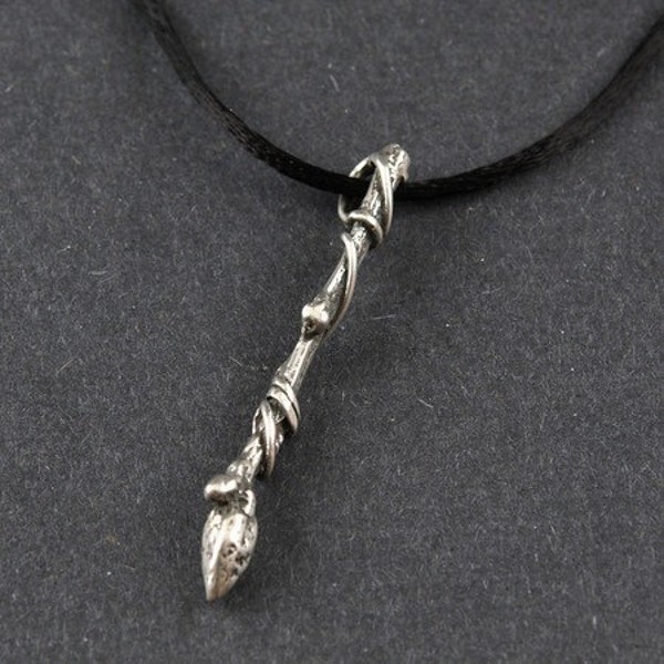 Earth Wand Magic Wand Sterling Silver on Sterling Silver Box Chain or Black Satin Cord