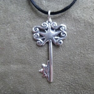 Hope Key Sterling Silver Pendant on Satin Cord / Star of Hope / Key / Healing image 4