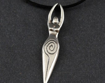 Spiral Goddess Sterling Silver Necklace