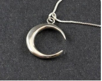 Crescent Moon Necklace Sterling Silver Reversible Waxing or Waning